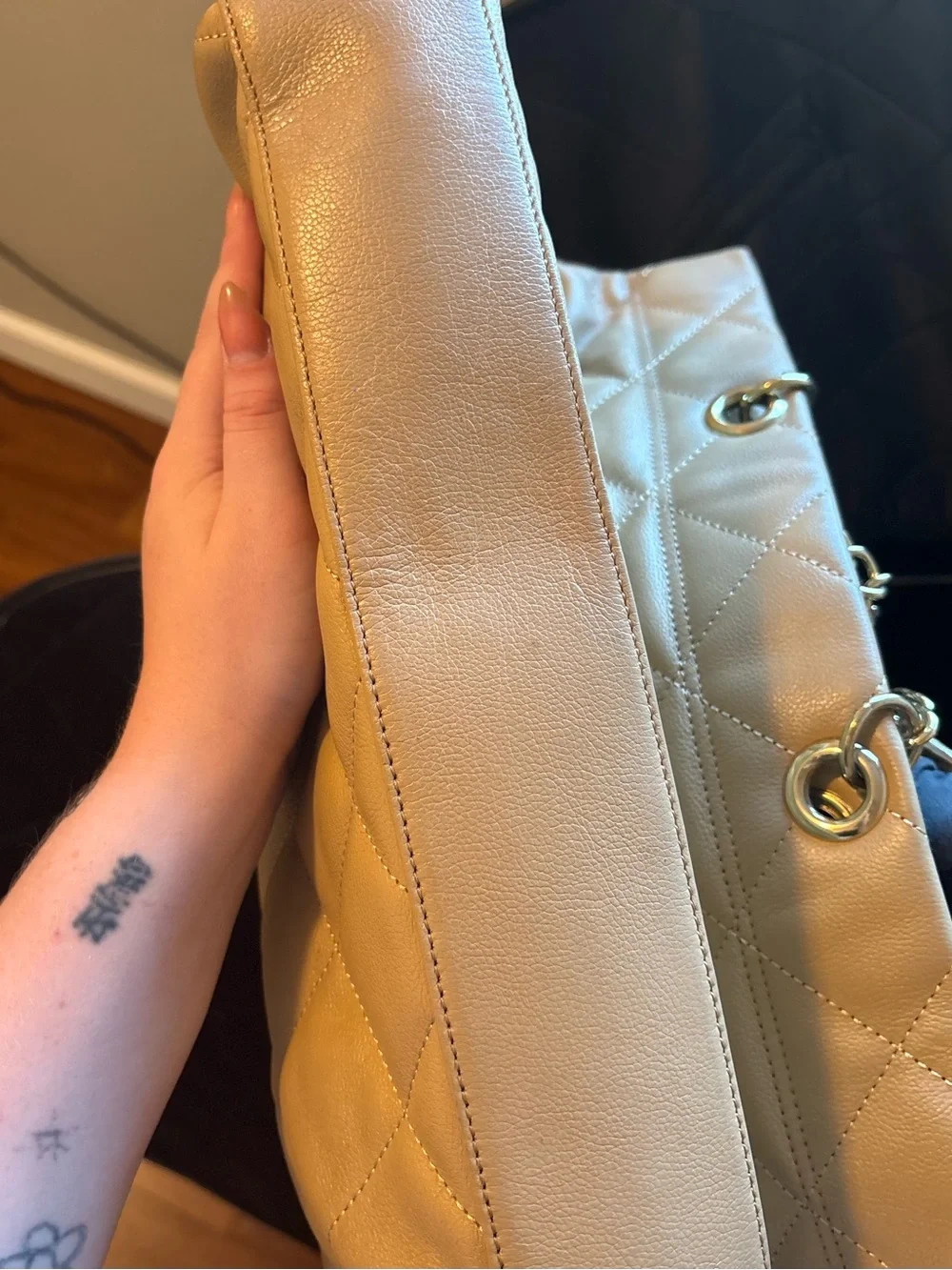 Talbots Quilted Tan purse with Chain Straps